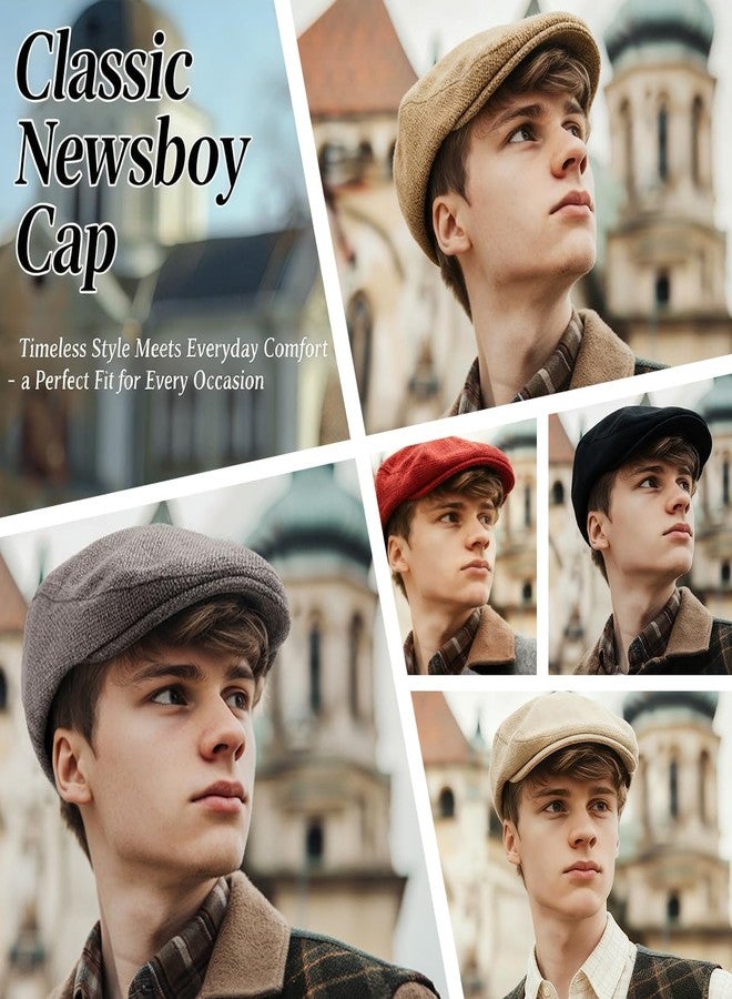 LADYBRO 2 Pack Classic Solid Flat Cap Newsboy Hats for Men Cabbie Driving Scally Adjustable - Image 2
